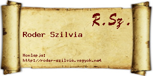 Roder Szilvia névjegykártya
